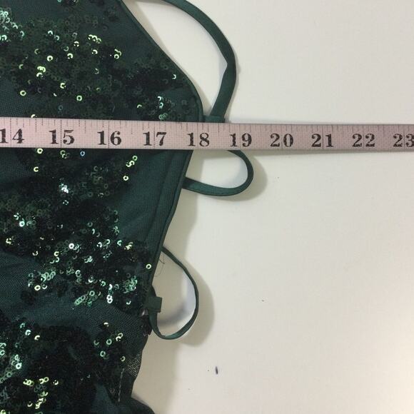 LULU'S SZ M Valhalla Forest Green Sequin Mermaid Lace-Up Maxi Dress NWT 0B5 - Picture 6 of 11